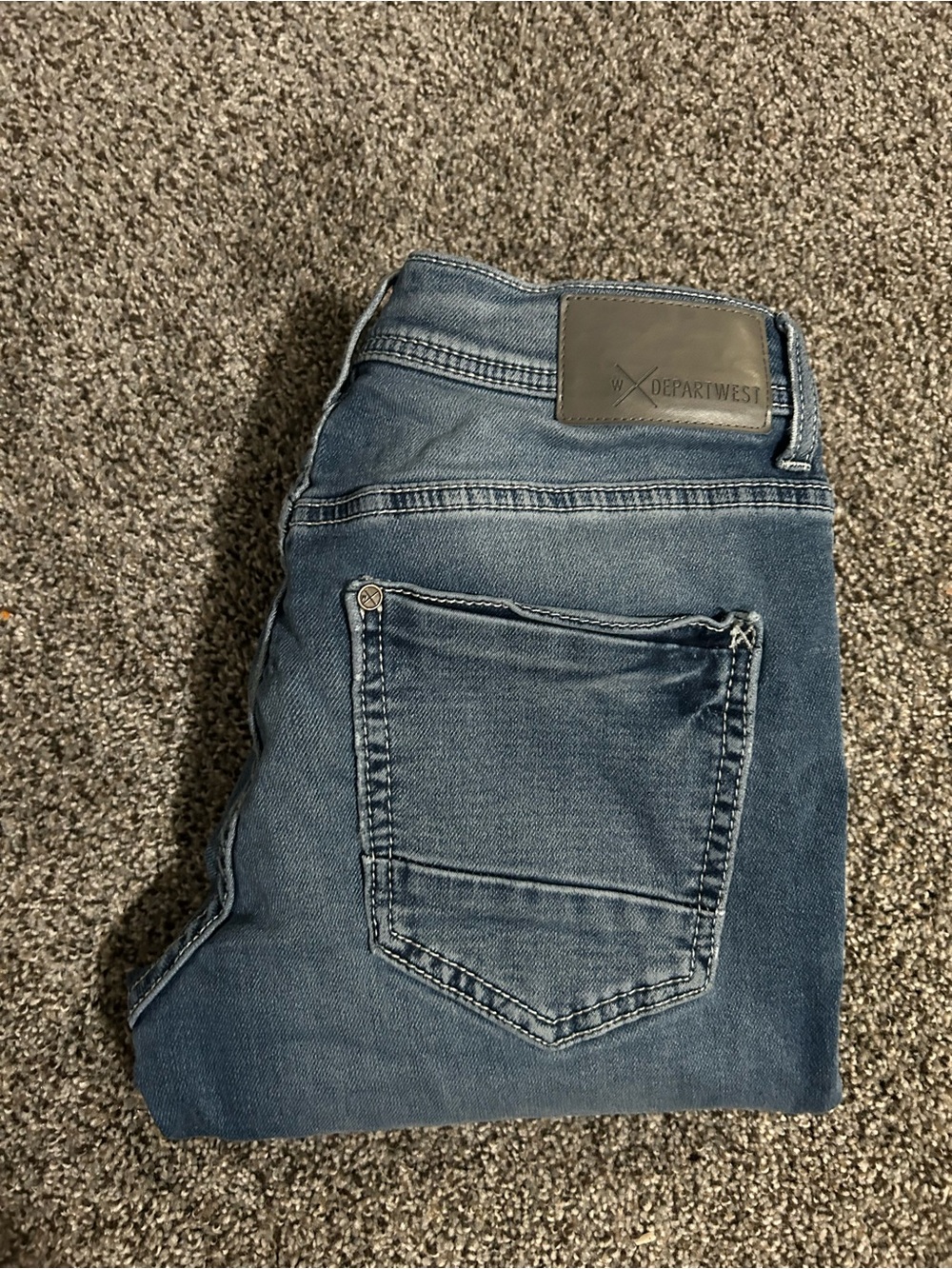 Departwest Men’s Slim Straight Jeans in Medium Blue